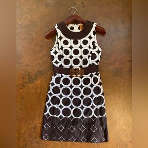 Tory Burch Brown and White Linen Circle Midi Dress 2